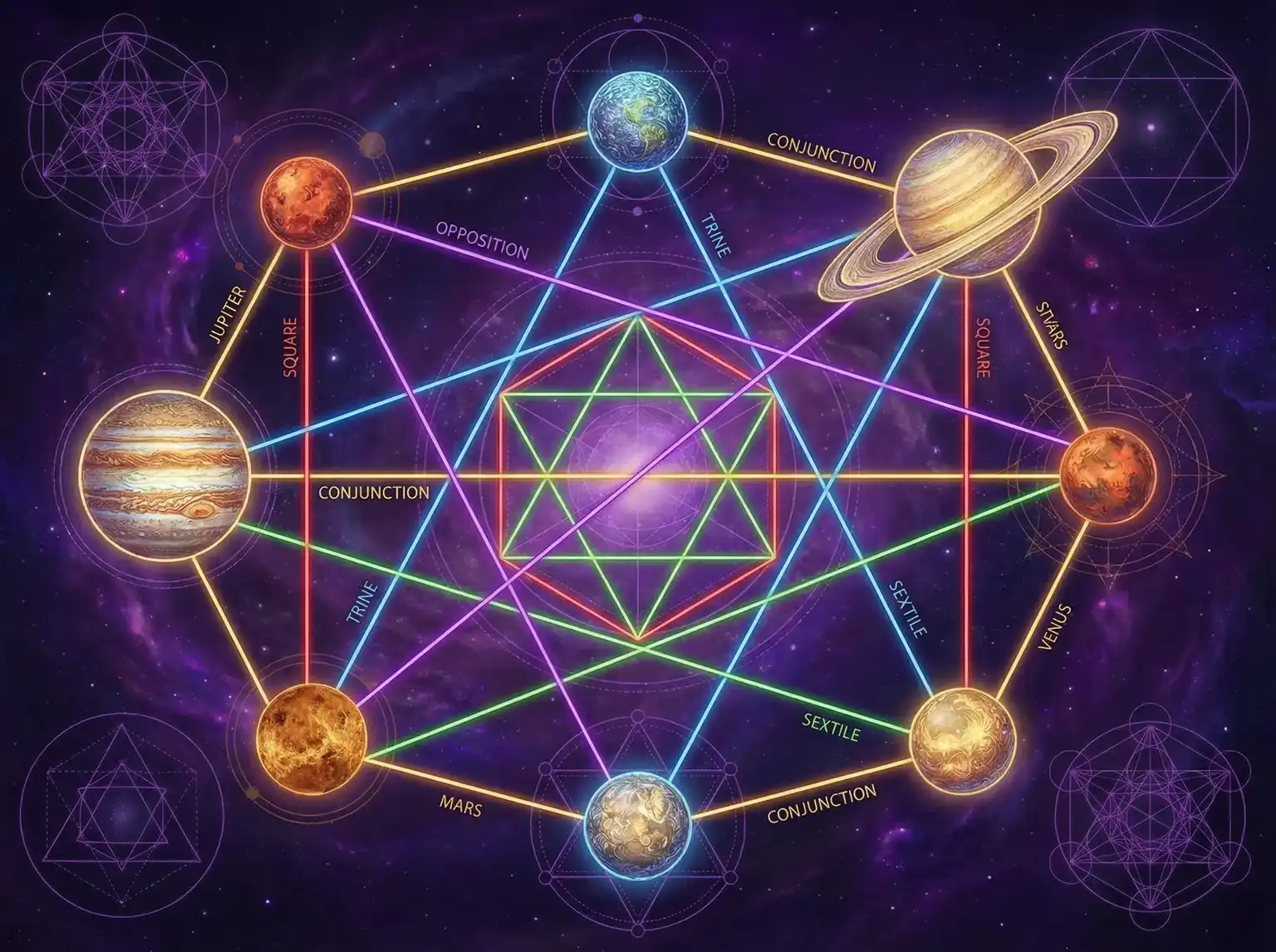 行星相位解读 - 亚洲欧美 | 占星学进阶